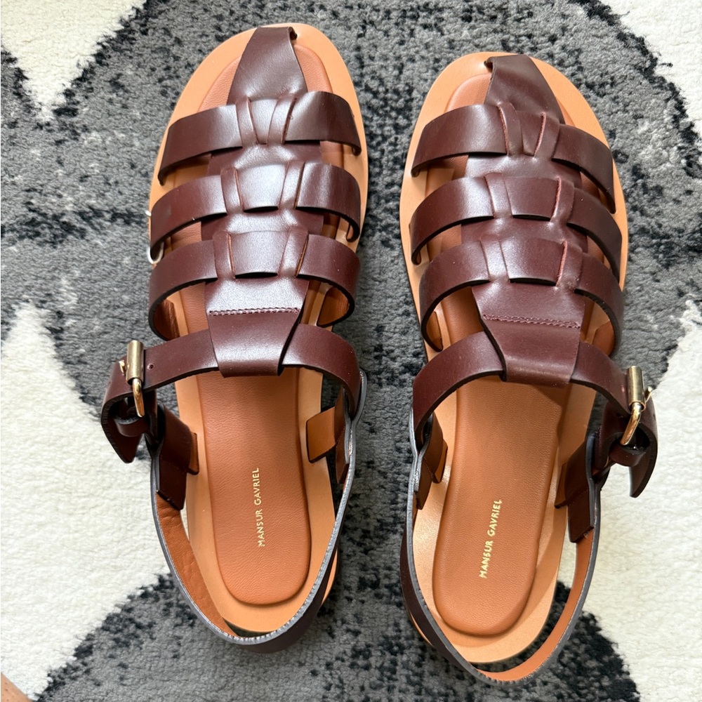 Mansur Gavriel Chocolate Brown Leather Fisherman Sandals